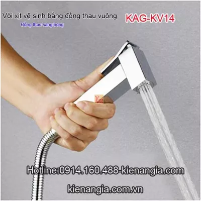 Vòi xịt vệ sinh đồng thau sáng bóng cực bền thân vuông KAG-KV14