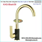 Vòi bếp nóng lạnh đồng đúc màu đen vàng 24K KAG-Black39