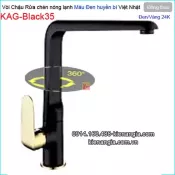 Vòi bếp nóng lạnh đồng đúc màu đen vàng 24K KAG-Black35
