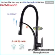 Vòi bếp rút dây nóng lạnh đồng đúc màu đen KAG-Black38