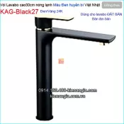 Vòi cao 30cm,Vòi chậu lavabo Đặt bàn màu đen vàng 24K KAG-Black27