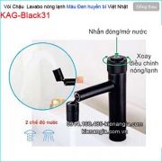 Vòi Nhấn 2 chế độ chậu lavabo nóng lạnh  đồng màu đen KAG-Black31