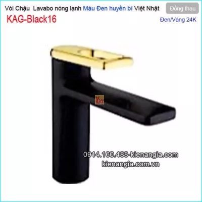 Vòi chậu lavabo màu đen vàng nóng lạnh KAG-Black16