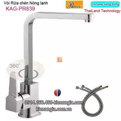 Vòi rửa chén vuông nóng lạnh Thailand-Proxia KAG-PR839