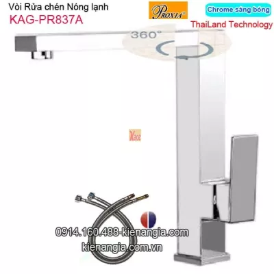 Vòi rửa chén vuông nóng lạnh Thailand-Proxia KAG-PR837A