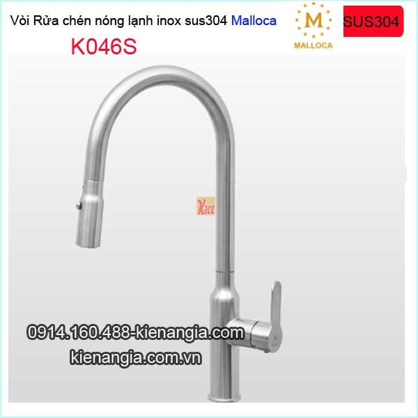 Vòi chậu rửa chén nóng lạnh DÂY RÚT inox sus304 Malloca-K046S