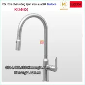 Vòi chậu rửa chén nóng lạnh DÂY RÚT inox sus304 Malloca-K046S