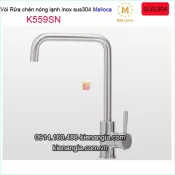 Vòi chậu rửa chén nóng lạnh inox sus304 Malloca-K559SN
