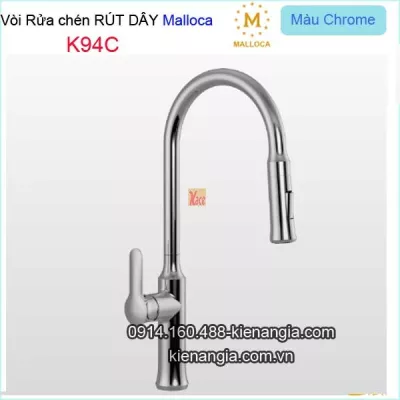 Vòi rửa chén rút dây nóng lạnh Malloca-K94C