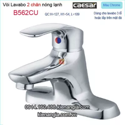 Vòi chậu 2 chân,vòi lavabo 3 lỗ Caesar-B562CU