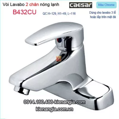 Vòi chậu 2 chân,vòi lavabo 3 lỗ Caesar-B432CU