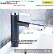 Vòi lavabo cao 20cm màu đen xoay 360 độ KAG-Black42
