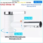 Vòi cao 30 cm thân,đầu xoay 360 độ trắng KAG-white16