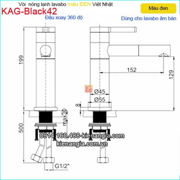 KAG-Black42-Voi-su-Lavabo-20cm-nong-lanh-Den-KAG-Black42-tskt