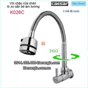 Vòi chậu rửa chén âm tường ,vòi bếp gắn tường lò xo 2 chế độ Caesar-K026C