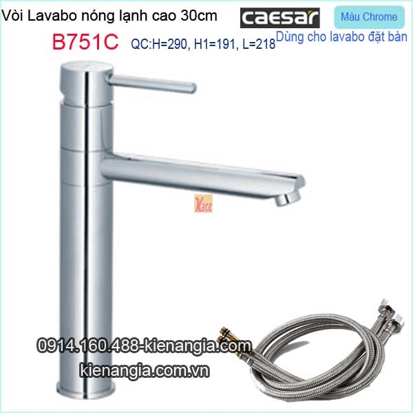 Vòi chậu lavabo bán âm bàn,lavabo nổi nóng lạnh Caesar-B751C