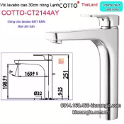 Vòi thân cao 30cm lavabo đặt bàn nóng lạnh Thailand COTTO-CT2144AY