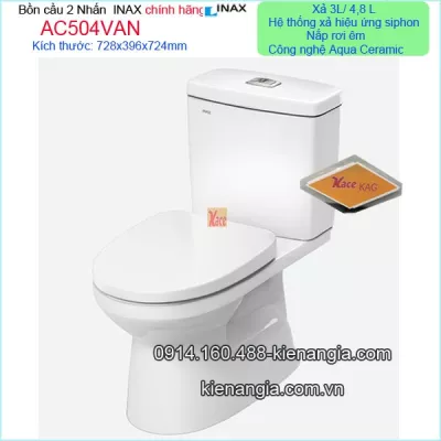 Bồn cầu INAX kháng khuẩn 2 nhấn chính hãng AC504VAN BM2025