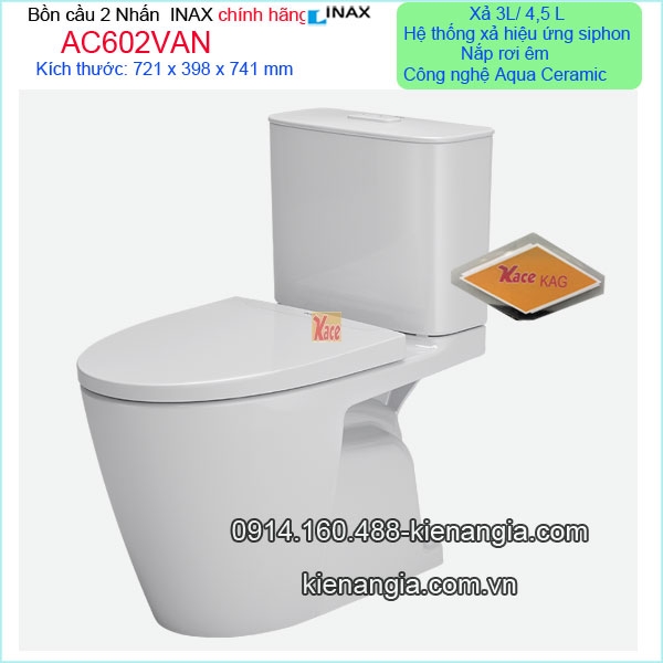 Bồn cầu INAX kháng khuẩn 2 nhấn chính hãng AC602VAN