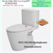 Bồn cầu INAX kháng khuẩn 2 nhấn chính hãng AC602VAN