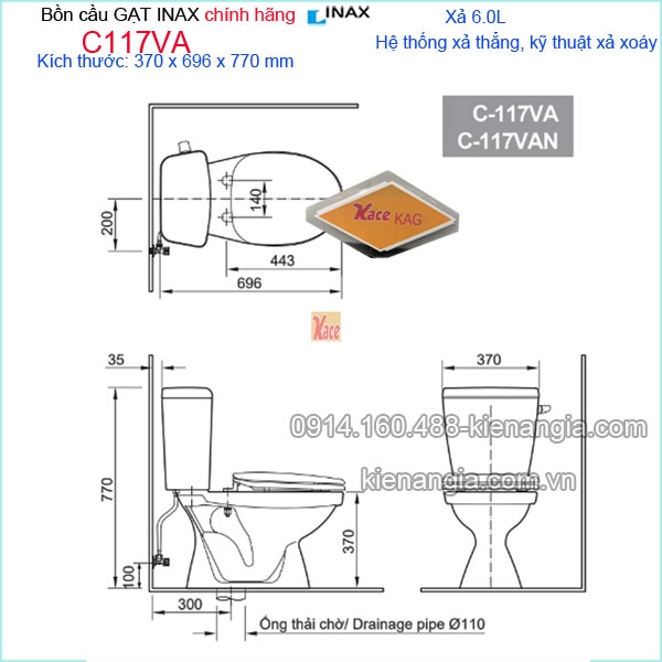 C117VA-bon-cau-gat-INAX-chinh-hang-C117VA-kich-thuoc