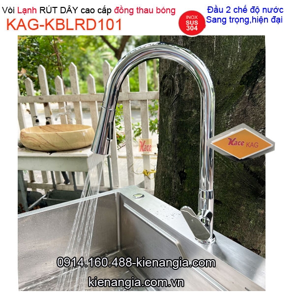 Vòi rửa chén lạnh RÚT DÂY sáng bóng KAG-KBLRD101