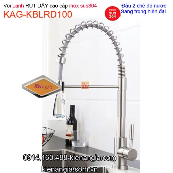 Vòi rửa chén lạnh rút dây inox sus304 KAG-KBLRD100