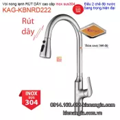 Vòi bếp RÚT DÂY inox sus304 nóng lạnh KAG-KBNRD222