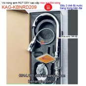Vòi bếp RÚT DÂY inox sus304 nóng lạnh KAG-KBNRD209