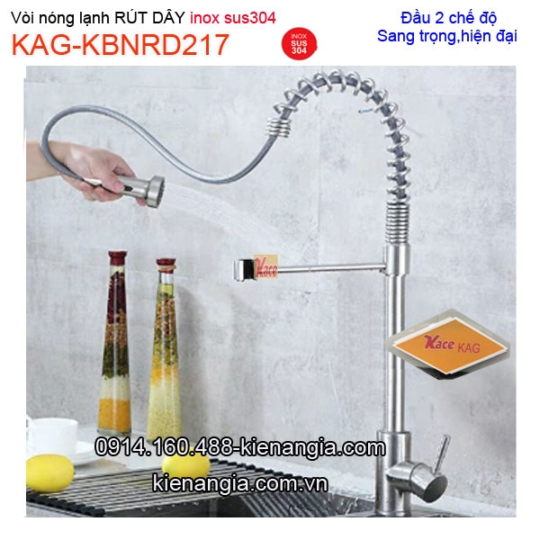 Vòi nóng lạnh RÚT DÂY đồng chrome bóng KAG-KBNRD217