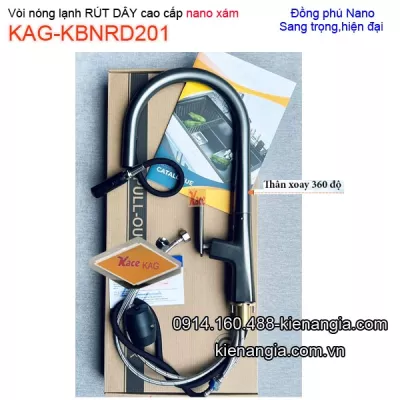 Vòi Nano Xám nóng lạnh RÚT DÂY rửa chén KAG-KBNRD201