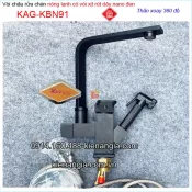 Vòi rửa bát nano đen nóng lạnh có vòi xịt RÚT DÂY  KAG-KBN91