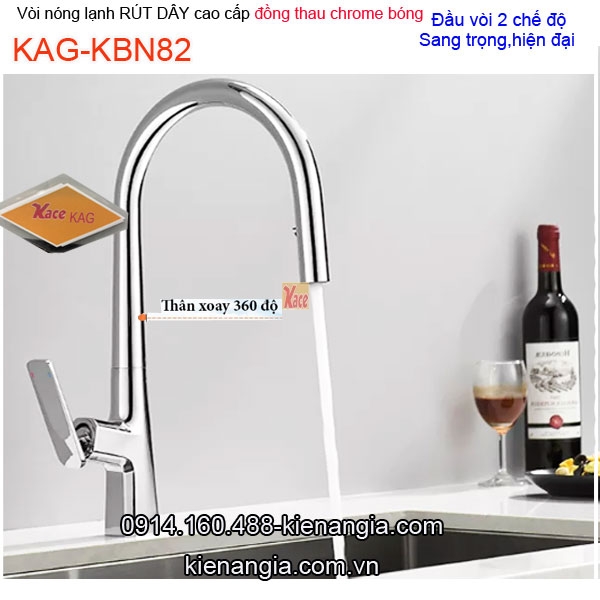 Vòi rửa chén RÚT DÂY nóng lạnh KAG-KBN82