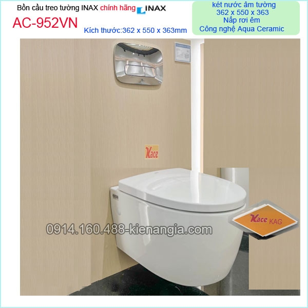 Bàn cầu âm tường thoát ngang INAX chính hãng INAX-AC952VN