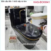Bồn cầu 1 khối sang trọng màu đen vân vàng KAG-BCKM41