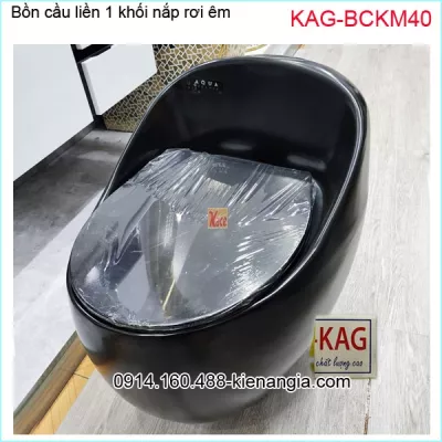 Bồn cầu 1 khối quả trứng màu đen KAG-BCKM40