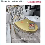 Bồn cầu 1 khối sang trọng hoa văn vàng  KAG-BCKM50