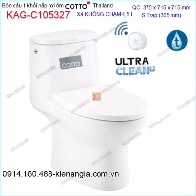 Bồn cầu XẢ KHÔNG CHẠM cảm ứng 1 khối Cotto Thailand KAG-C105327