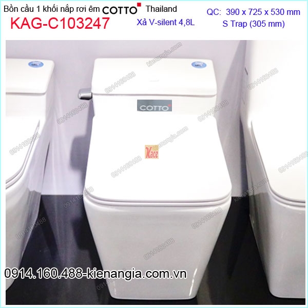 Bồn cầu Vuông liền 1 khối  xả GẠT Cotto Thailand KAG-C103247