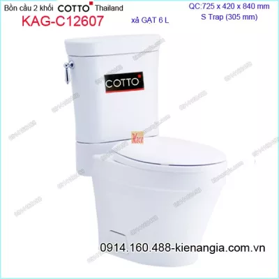 Bồn cầu XẢ GẠT giả khối nắp rơi êm COTTO Thailand KAG-C12607