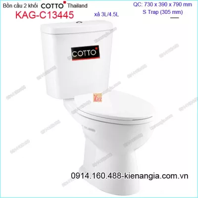 Bồn cầu 2 Nhấn nắp rơi êm COTTO Thailand KAG-C13445