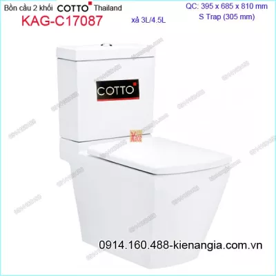 Bồn cầu Vuông 2 Nhấn nắp rơi êm COTTO Thailand KAG-C17087