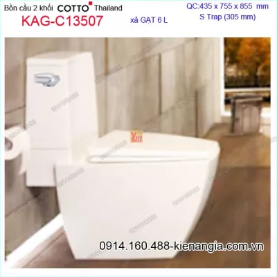 Bồn cầu Vuông xả GẠT  nắp rơi êm COTTO Thailand KAG-C13507