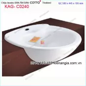 Chậu lavabo bán âm bàn nhập khẩu Thailand COTTO KAG-C0240