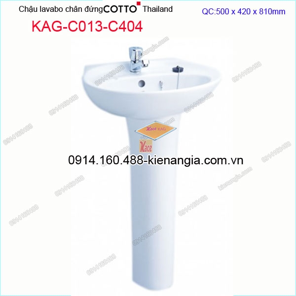 Chậu lavabo chân đứng COTTO Made in Thailand  KAG-C013-C404