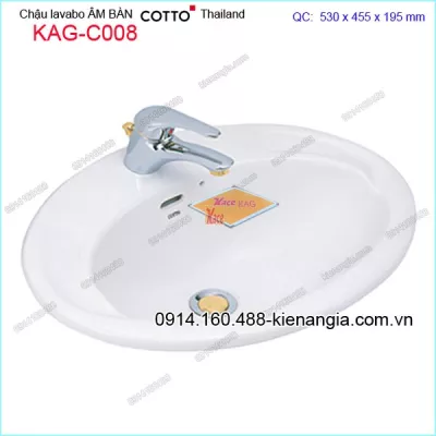 Chậu lavabo âm bàn dương vành COTTO Thailand KAG-C008