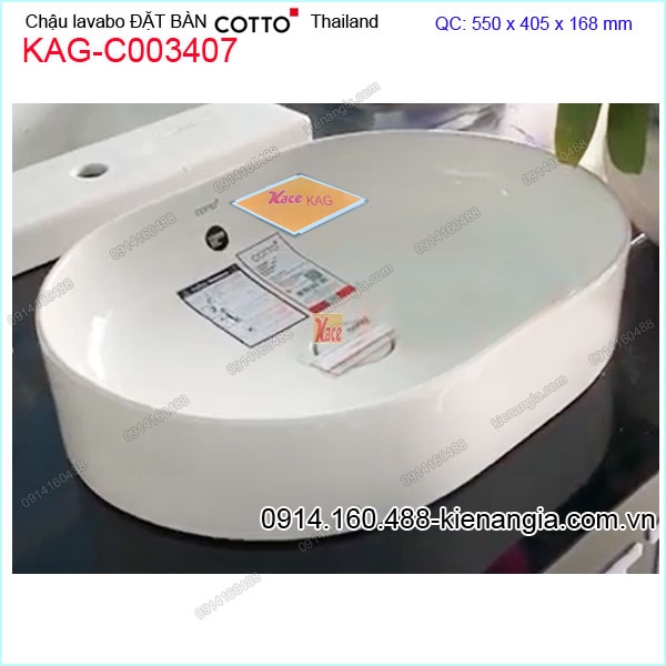 Chậu lavabo Oval đặt bàn  COTTO  Thailand KAG-C003437