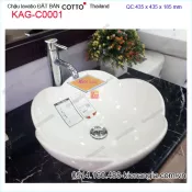 Chậu lavabo bông hoa đặt bàn  COTTO  Thailand KAG-C0001