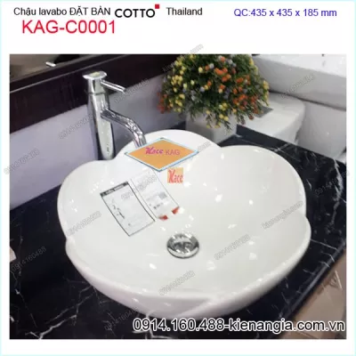 Chậu lavabo bông hoa đặt bàn  COTTO  Thailand KAG-C0001