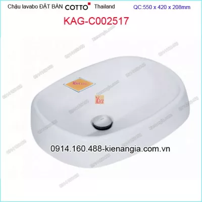Chậu lavabo Oval đặt bàn  COTTO  Thailand KAG-C002517